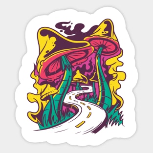 Trippy Mushroom Road Sticker